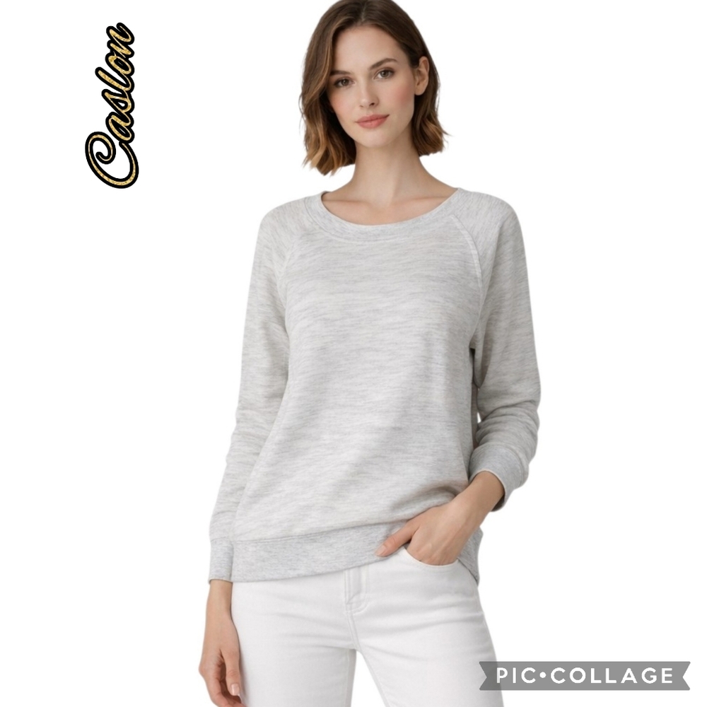 Caslon sweatshirt grey-white tunic long sleeves lightweight sz x-lrg nwt's